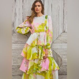 HUNTER BELL Pastel Floral Long Sleeve Dress